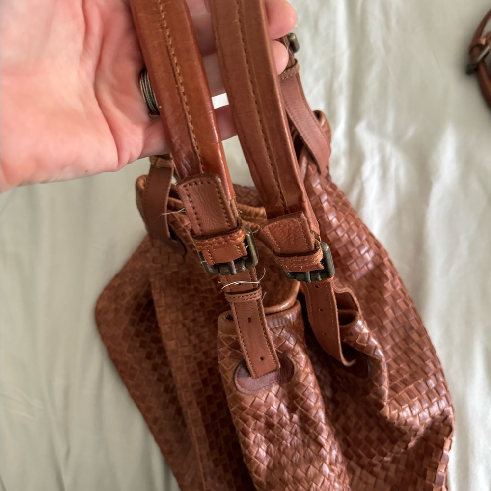 Valentina Woven Leather Tote Handbag - Picture 4 of 12